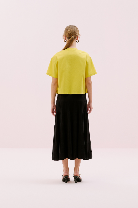 Çift Cepli Bisiklet Yaka Kısa Kollu Gömlek Sarı - 3