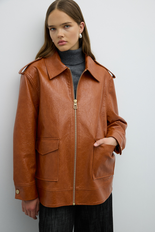 Çift Cepli Fermuarlı Geniş Kesim Mont Tarçın - 4