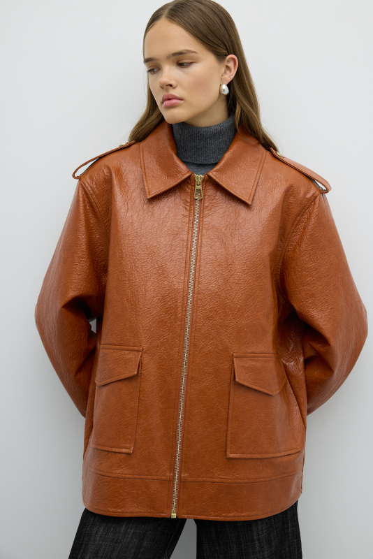 Çift Cepli Fermuarlı Geniş Kesim Mont Tarçın - 3