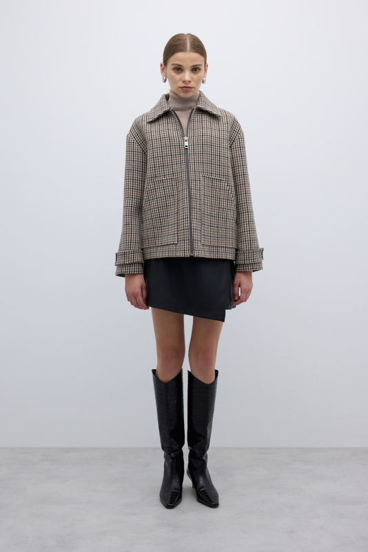 Çift Çepli Fermuarlı Yün Karışımlı Mont Standart Renk - 5