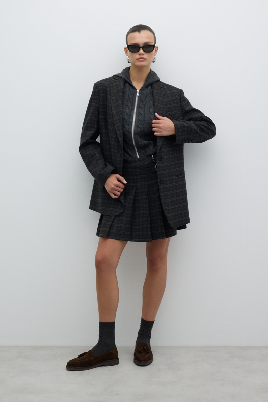 Çift Düğmeli Blazer Ceket Antrasit - 2