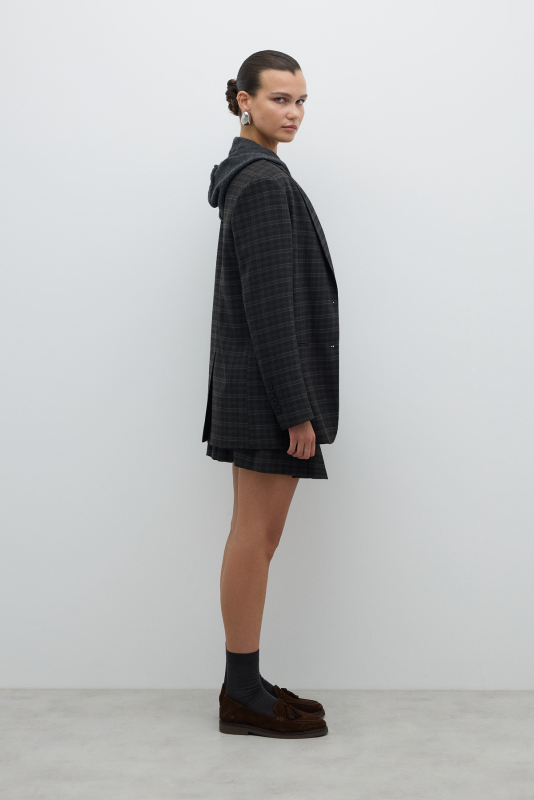 Çift Düğmeli Blazer Ceket Antrasit - 5