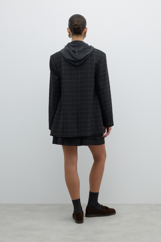 Çift Düğmeli Blazer Ceket Antrasit - 6