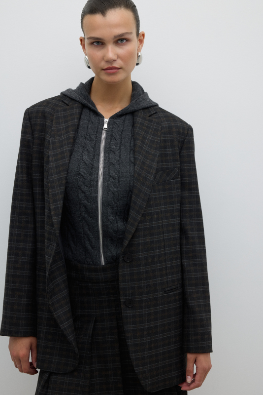 Çift Düğmeli Blazer Ceket Antrasit - 1