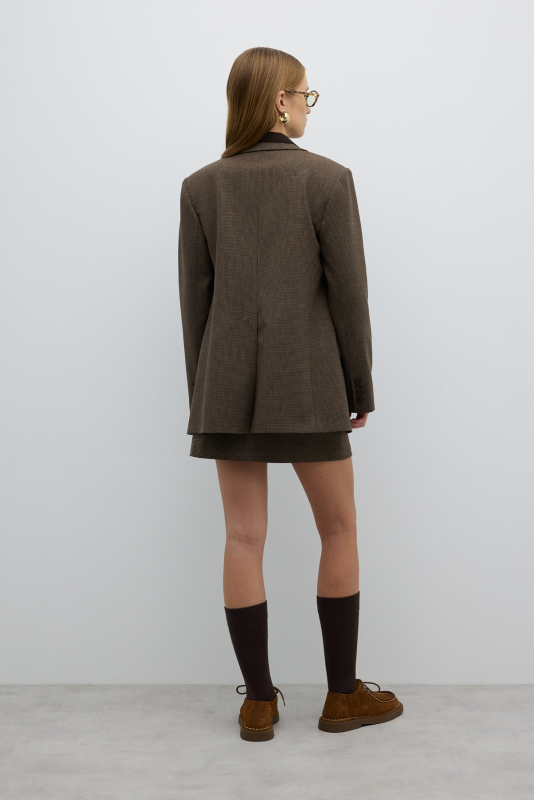 Çift Düğmeli Blazer Ceket Kahve - 2