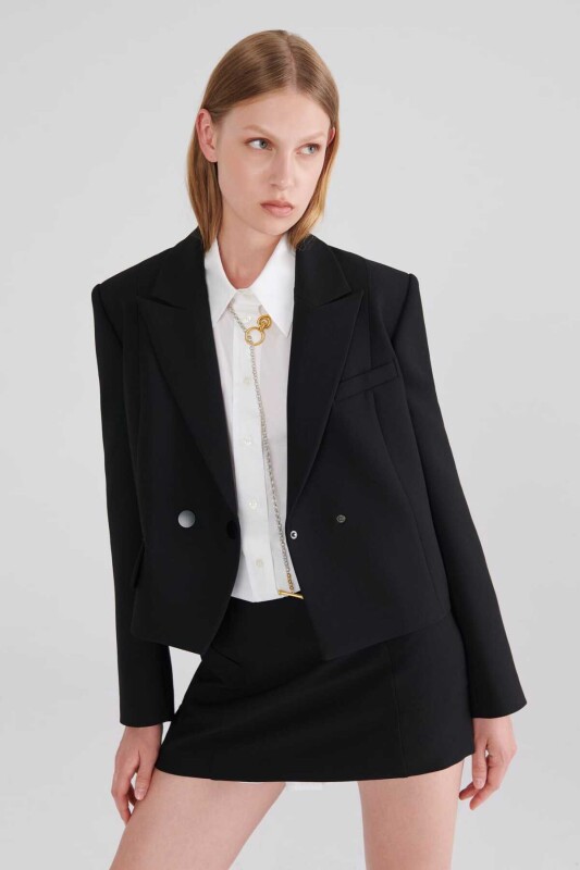  Çift Düğmeli Kadın Ceket Siyah - 1