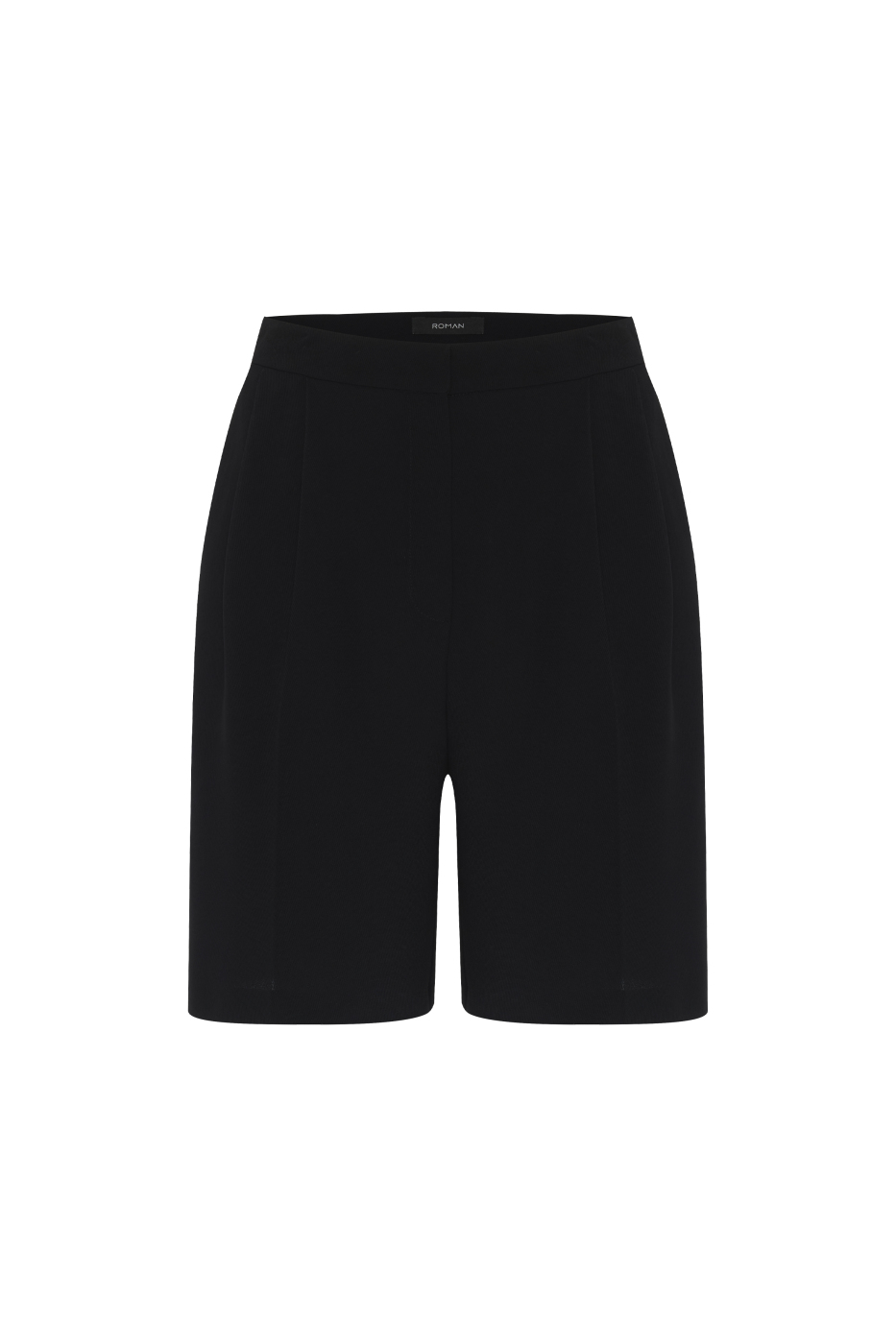 Çift Pileli Bermuda Şort Siyah - 4