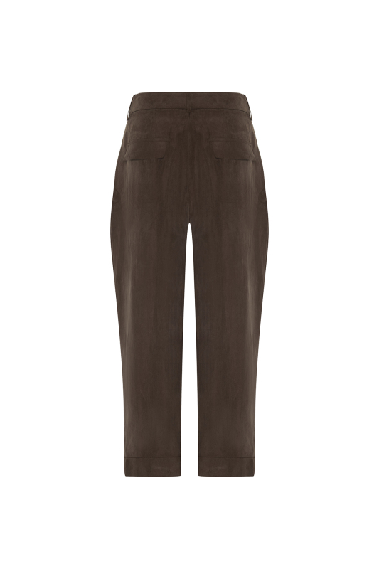 Çift Pileli Havuç Pantolon Kahve - 5