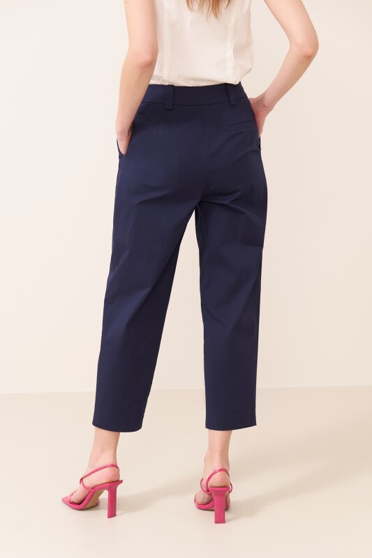 Çift Pileli Havuç Pantolon Lacivert - 2