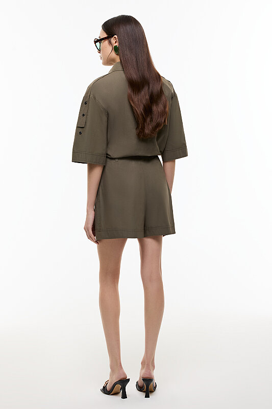 Çift Pileli Şort Haki - Roman (1)