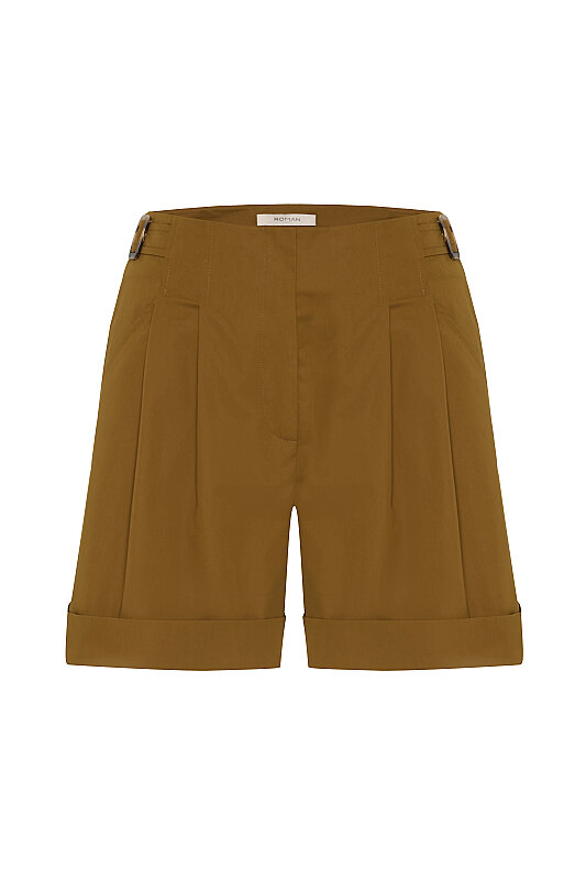 Çift Pileli Şort Kahve - 8