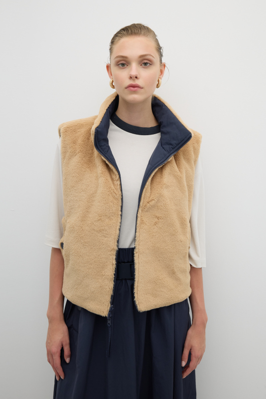 Çift Taraflı Fermuarlı Yelek Lacivert - 3