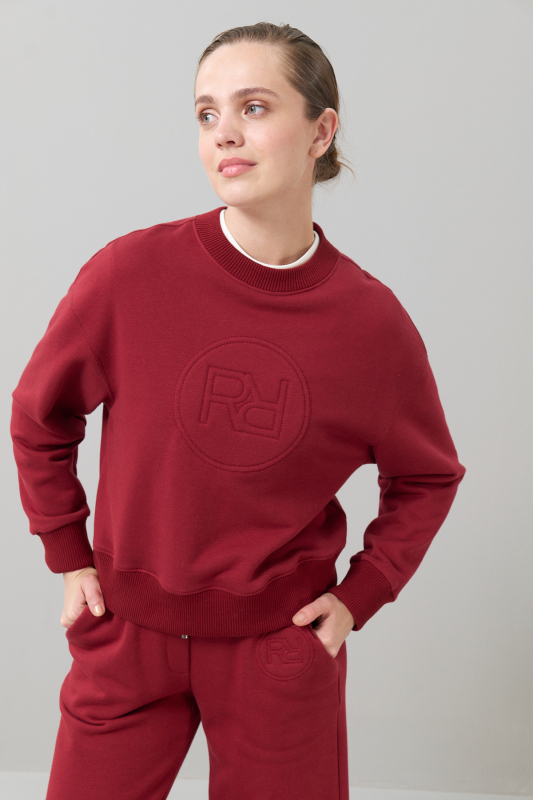 Çift Taraflı Örme Sweatshirt Bordo 