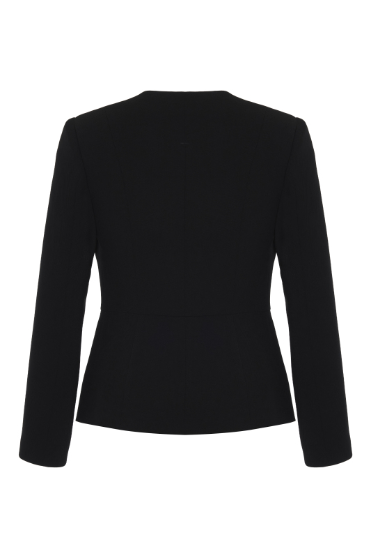 Çıkarılabilir Broş Detaylı Bele Oturan Çift Cepli Ceket Siyah - 7