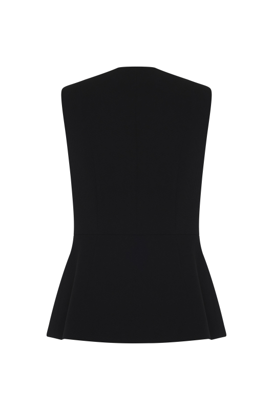 Çıkarılabilir Broş Detaylı Bele Oturan Yelek Siyah - 6