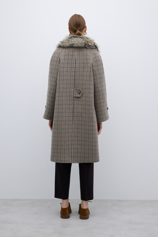 Çıkarılabilir Kürk Yaka Yün Karışımlı Kaban Standart Renk - 2