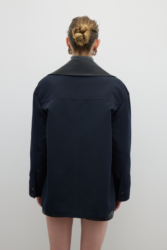 Çıkarılabilir Yaka Cep Detaylı Mont Lacivert - Roman (1)