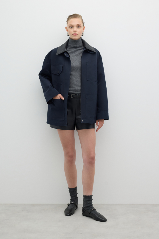 Çıkarılabilir Yaka Cep Detaylı Mont Lacivert - 3