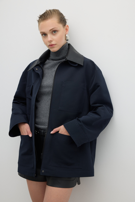 Çıkarılabilir Yaka Cep Detaylı Mont Lacivert - 4