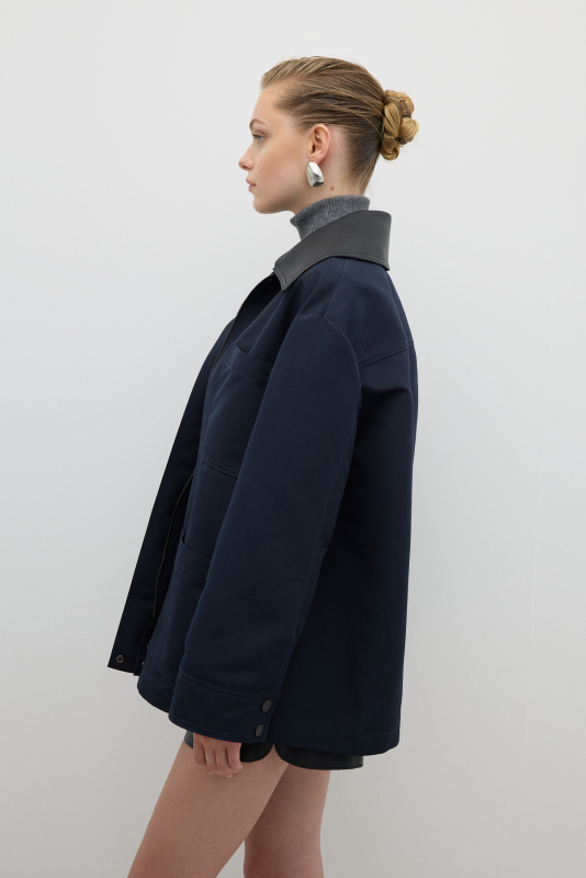 Çıkarılabilir Yaka Cep Detaylı Mont Lacivert - 6