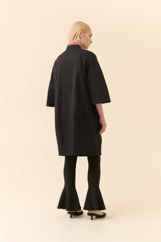  Çıt Çıt Kapamalı Kadın Trençkot Siyah - 2