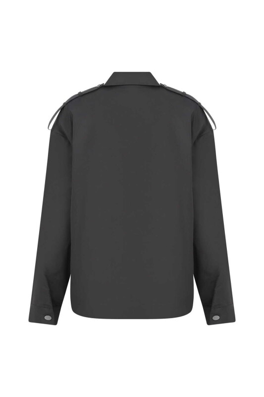 Poplin Çıtçıtlı Gömlek Siyah - 5