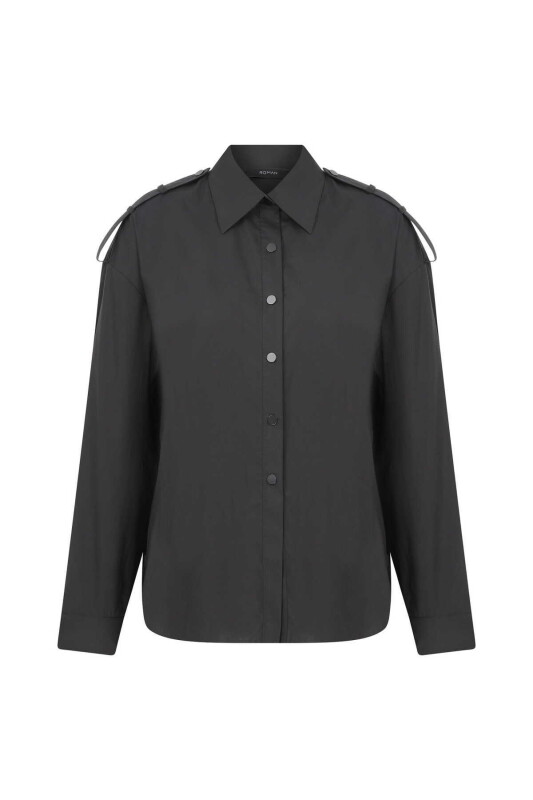 Poplin Çıtçıtlı Gömlek Siyah - 4