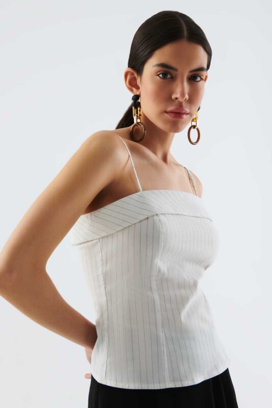 Çizgi Desenli Askılı Büstiyer Kemik - 1