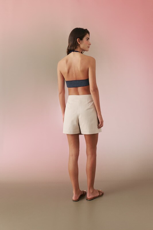 Çizgi Desenli Crop Top Lacivert - Beyaz - Roman (1)