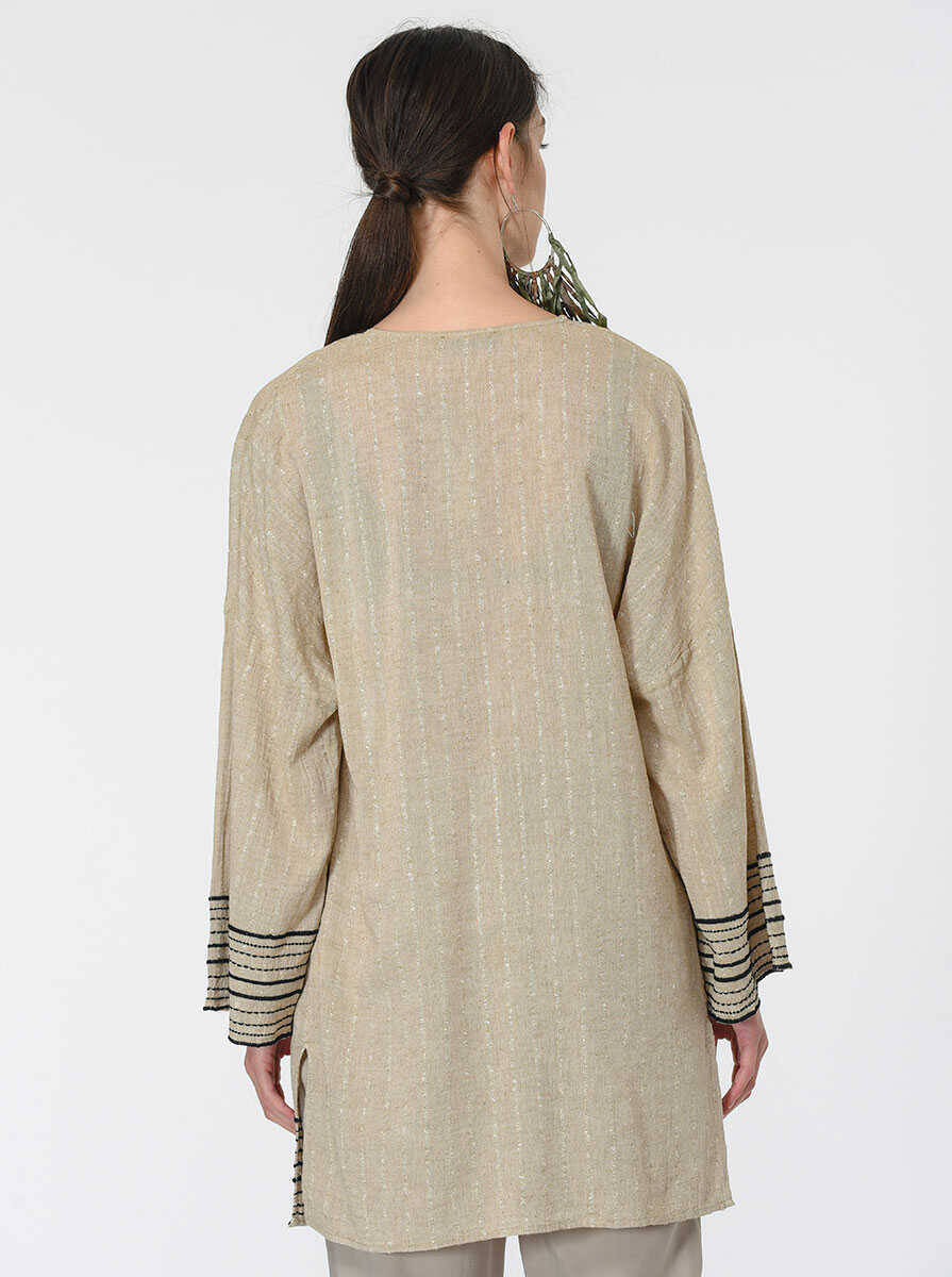 Çizgi Desenli Kimono Standart Renk - 2