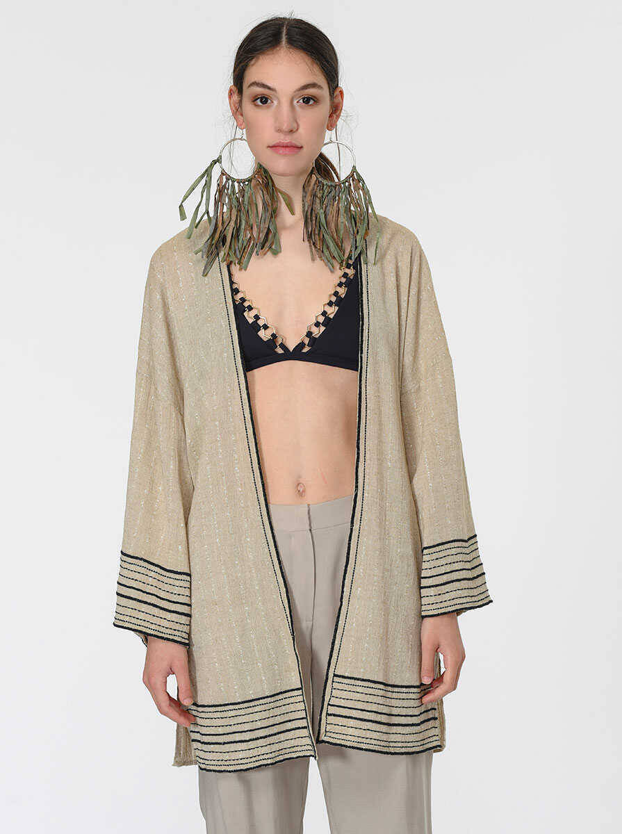Çizgi Desenli Kimono Standart Renk - 1