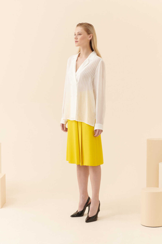  Çizgili Kruvaze Gömlek Beyaz - 3