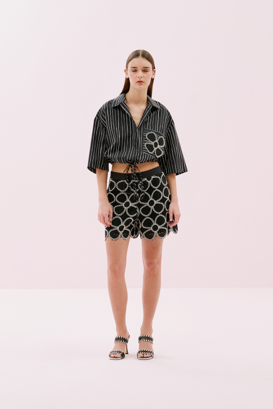 Çizgili Poplin Gömlek Siyah-Beyaz - 3