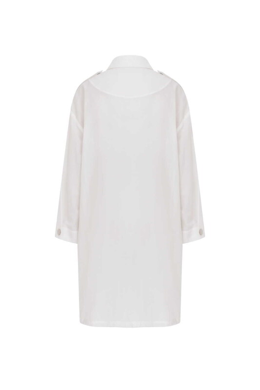  Çok Cepli Kadın Trençkot Ekru - 5