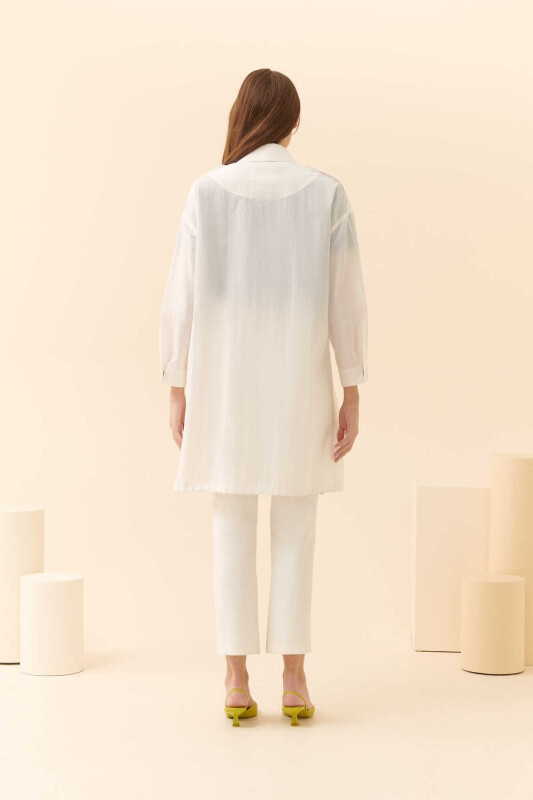  Çok Cepli Kadın Trençkot Ekru - 2