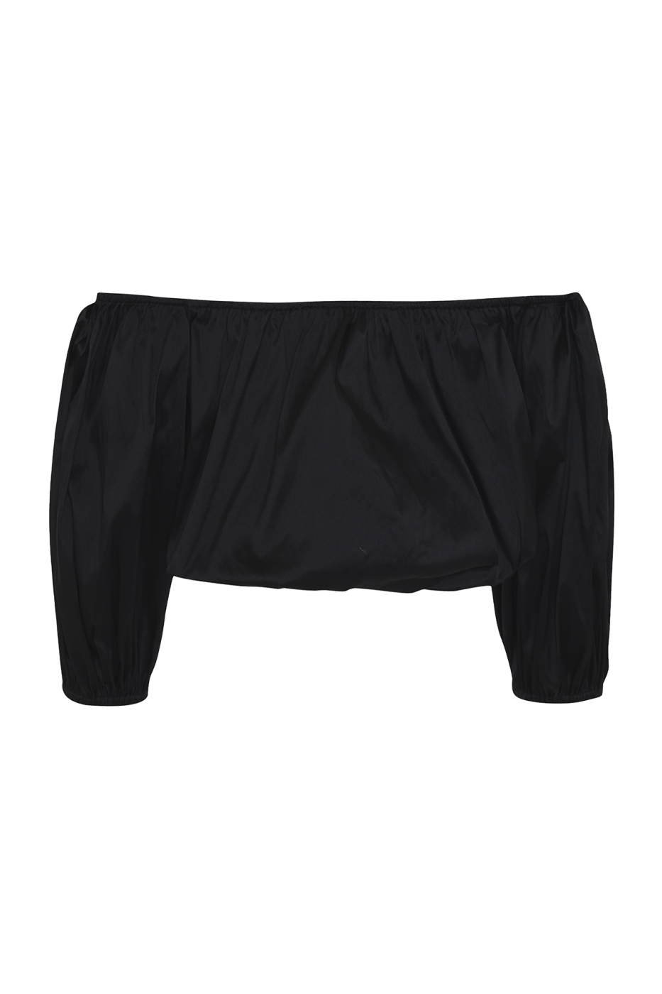 Crop Balon Kol Tafta Bluz Siyah - 6