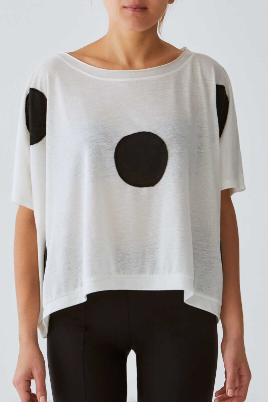 Daire Desenli T-shirt Standart Renk - 1