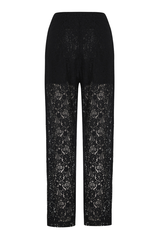 Dantel Detaylı Düz Paça Pantolon Siyah - 6