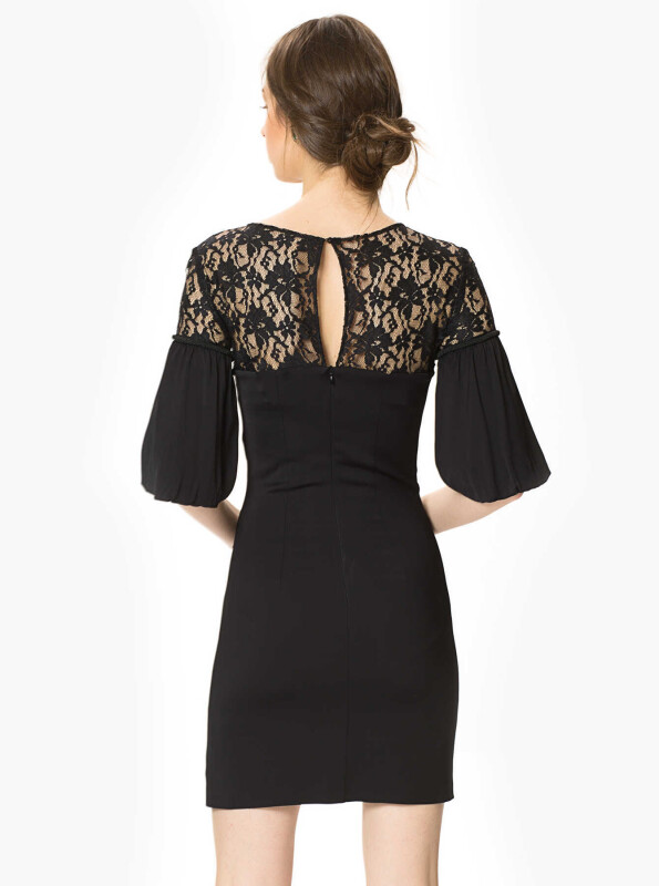Dantel Detaylı Elbise Siyah - 2
