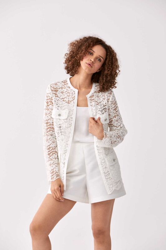 Dantelli Kadın Ceket Kemik - 3