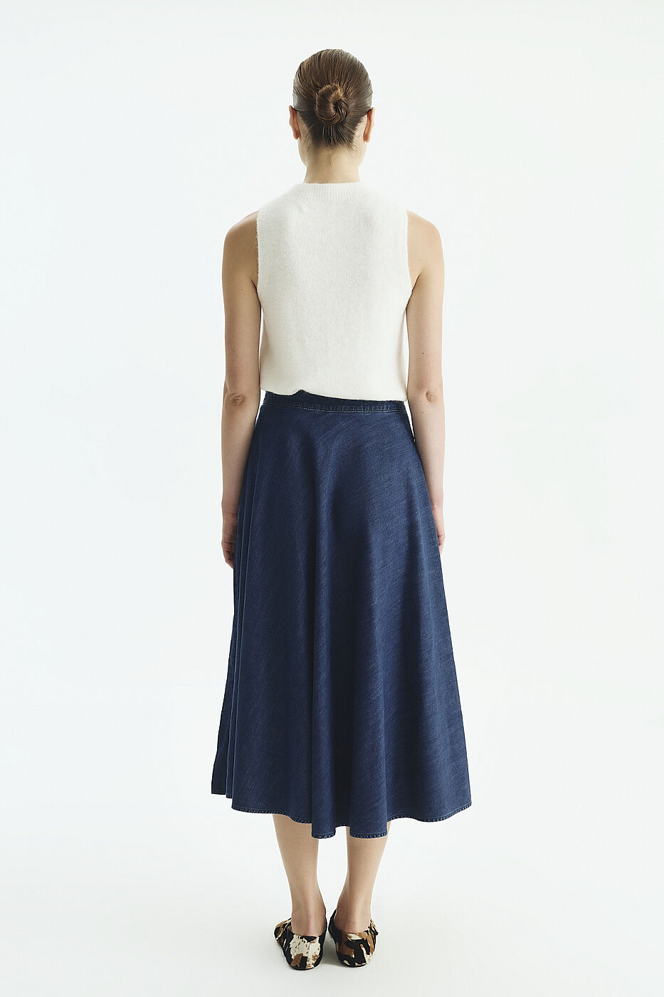 Denim Midi Etek Lacivert - 2