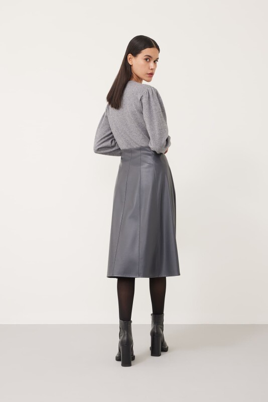 Leather skirt Dark Grey - Roman (1)