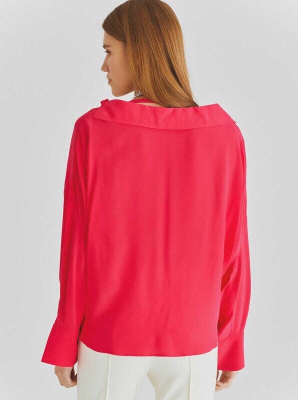  Derin Yaka Bluz Pembe - 2