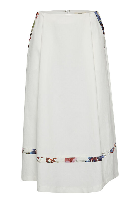 Desen Detaylı Pileli Midi Etek Beyaz - 5