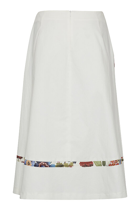Desen Detaylı Pileli Midi Etek Beyaz - 6