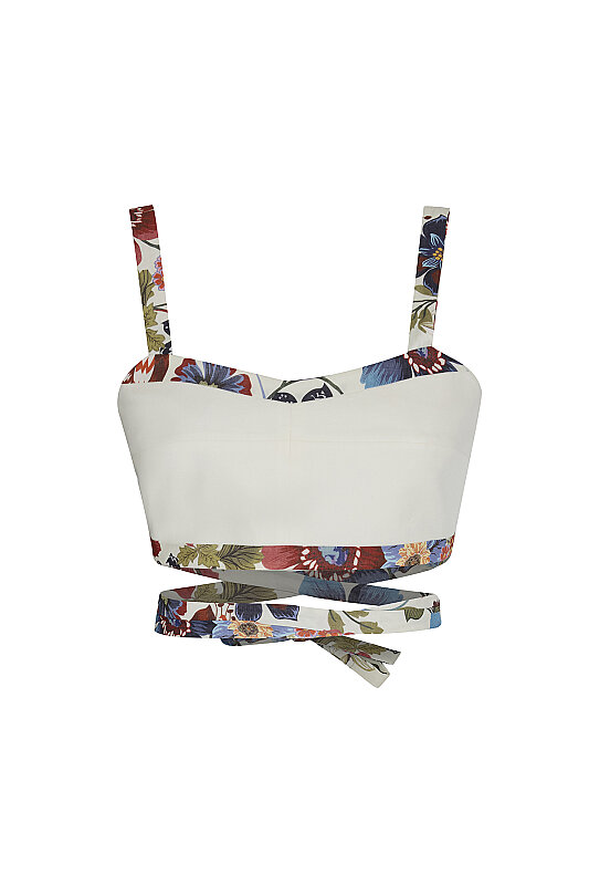 Desenli Belden Bağlamalı Büstiyer Beyaz - 6