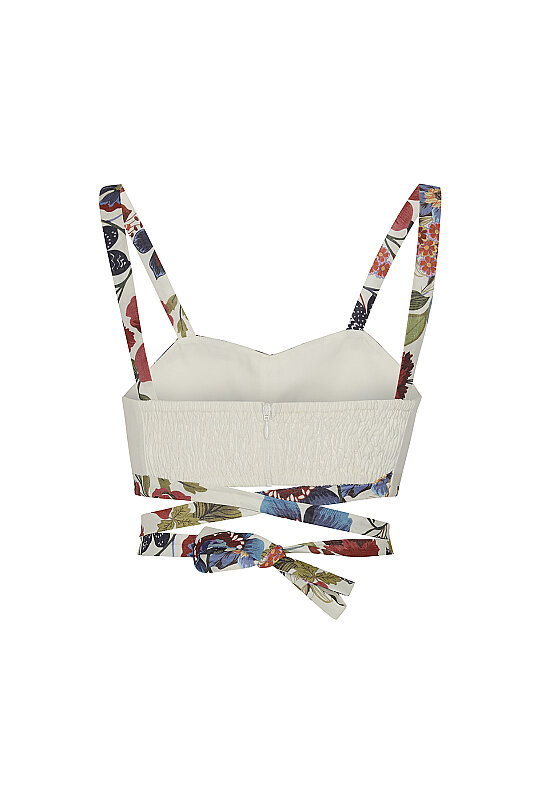 Desenli Belden Bağlamalı Büstiyer Beyaz - 7