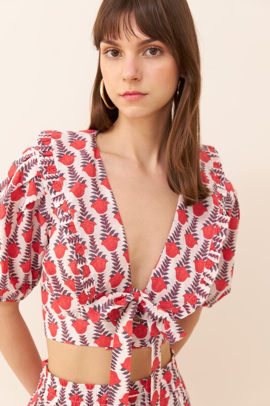 Patterned Crop Shirt Original - 3