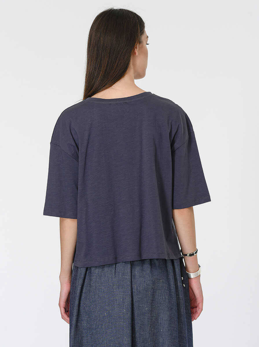 Desenli Geniş Kadın T-Shirt Antrasit - 2