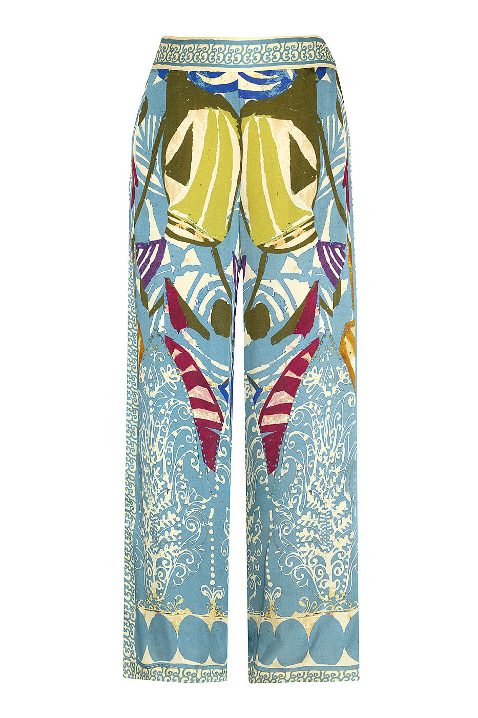 Desenli Geniş Paça Pantolon Standart Renk - 6